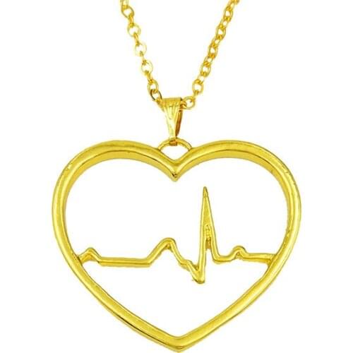 Hot wholesale Fashion Heartbeat necklace for women heart rhythm gold silver choker necklace geometric custom jewelery