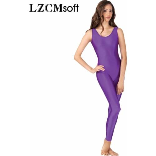 LZCMsoft Women Lycra Spandex Tank Unitard Scoop Neck Black Gymnastics Unitards Full Bodysuit Jumpsuit Ballet Stage Dance Show