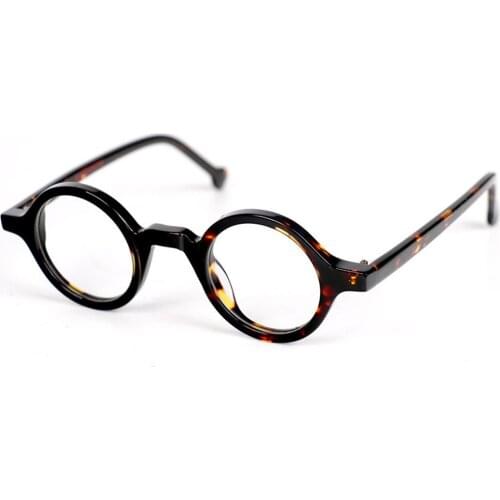 Small Vintage Round Hand Made Eyeglass Frames Full Rim Acetate Retro Glasses Eyewear Rx able
