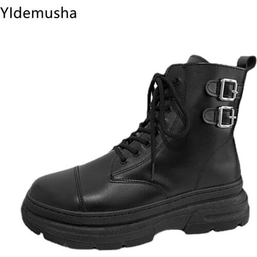 2021 Winter New Black Thick Base Cloth Mid-Top Boots Men Fall British Trend Boots Hight-Top Lace-Up Casual Mens Shoes Boots