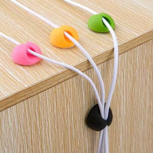 Desk Wire Organizer Silicone Self Stick USB Charger Cord Support Earphone Cable Winder Pen Holder Clip Wall Fixer Fastener