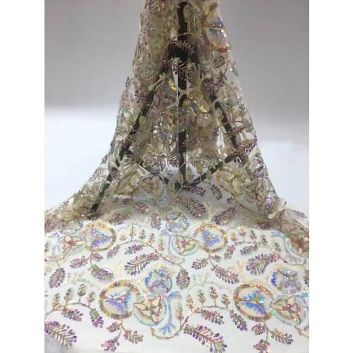Nigeria Lace Fabric 2021 High Quality Lace French Tulle Lace Fabric And Sequin Party African Lace Material R3965