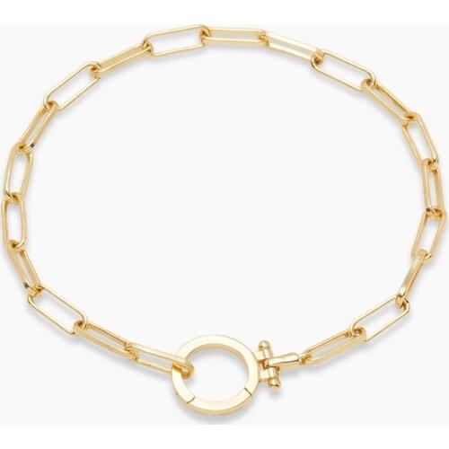 2021 New Hot Foreign Trade Bracelet Copper Gold-plated Paper Clip Lock Simple Fashion European and American Women Made Bracelet