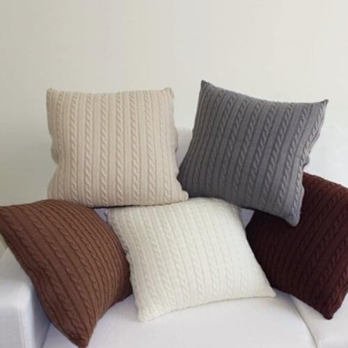 New Arrive Vintage Nordico Knitted Cushion Cover Pillow Case Fashion 45cm*45cm E011 Coffee and Ivory 5 COLORS