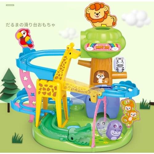 New Cartoon Tumbler Slide Toys Parent And Child Interactive Tracks Racing Fun Game Animal Giraffe Elephant Funnel Slides Toys