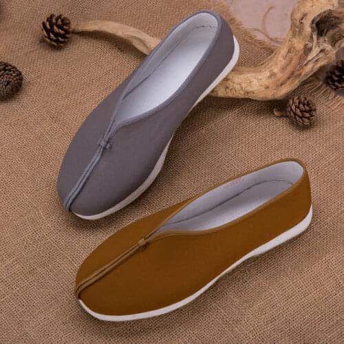 Handmade cotton monk shoes shaolin monks kung fu shoes Buddhist nun lay meditation zen martial arts sneakers brown/gray/yellow