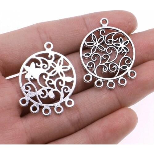 10pcs/lot 35x26mm Charms Native Dream Catcher Connector Antique Silver Color Plated Pendants Making DIY Handmade Tibetan Jewelry