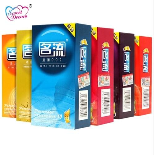 Personage Sex Condoms 10 Pcs/Lot 6 Types Natural Latex Condoms for Men Ultra Thin Ribbed Lubricated Contraception Sex Toy LF-114