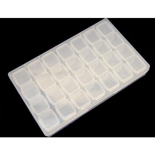 Queenme 28 Grids Clear Plastic Empty Storage Box Nail Rhinestone Tools Jewelry Beads Display Storage Box Case Organizer Holder