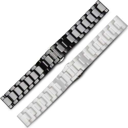 BEAFIRY Fashion Watch Band 18mm 20mm 22mm Ceramic Watch Strap Watchbands Bracelet with Stainless Steel Buckle for Women Men