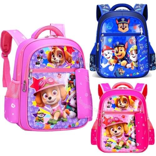 Paw Patrols Children School Bag Cartoon Nylon Backpack Kindergarten Casual Bookbag Boy Girl Blue Pink Rucksack School Supplies
