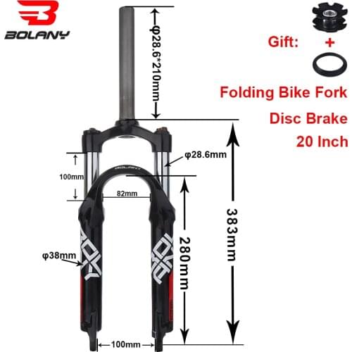 Bolany Folding Bike 20 Inch Suspension Fork Disc Brake BMX Kids Spring Forks Quick Release 9*100mm Bicycle Accessories
