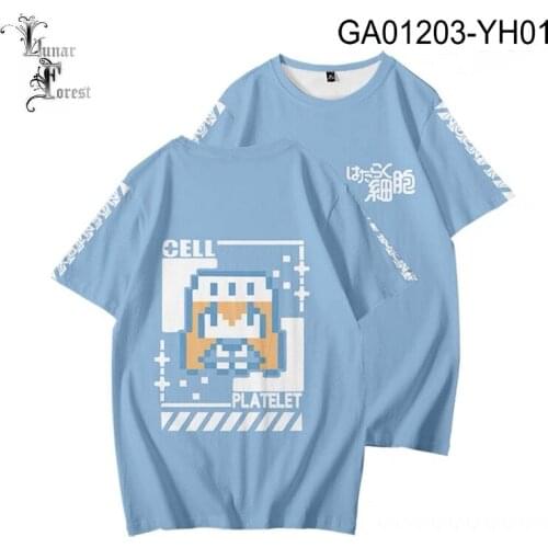 Cells at Work! Cute Pletelet Japanese Anime 3D Printing T-shirt Summer Fashion Round Neck Short Sleeve Streetwear Plus Size