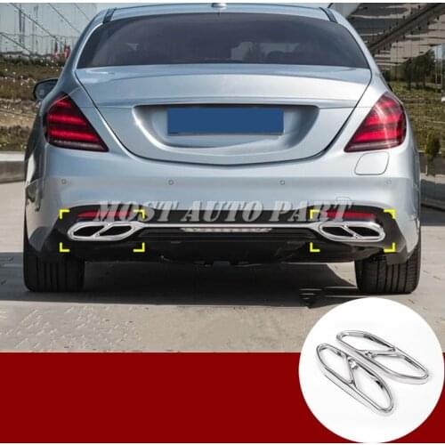 Rear Exhaust Muffler Tail Pipe Cover Trim 2pcs For Benz S Class W222 2018-2019 Car accesories interior Car decoration