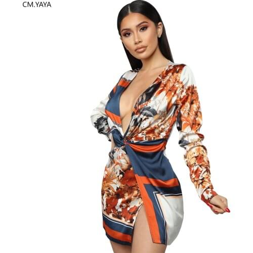 Winter Fall New Women stripes elegant print deep v-neck side split midi dress sexy club night above knee dresses vestidos GL3290