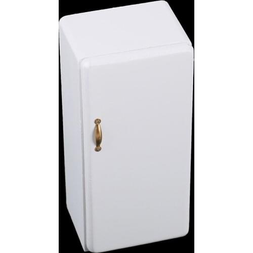 1pcs 1:12 Dollhouse Miniature White Wooden Fridge Furniture Kitchen Decor Accessories