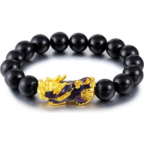 12 mm Chinese Pi Xiu Bracelet Mantra Adjustable Elastic for Women Men Pi Xie