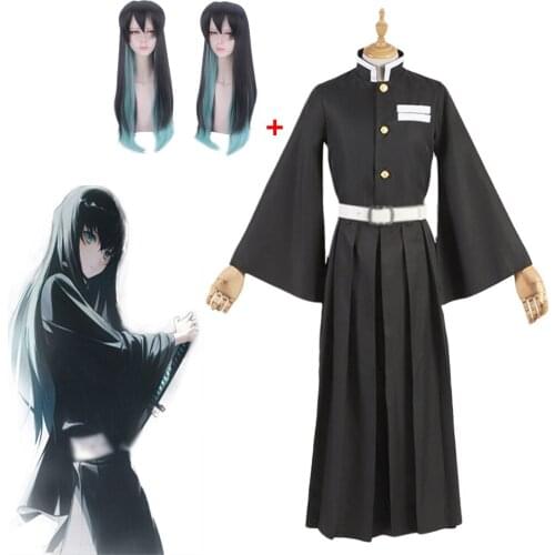 2019 Full Set Anime Kimetsu no Yaiba Demon Slayer Tokitou Muichirou Men Women Halloween Christmas Cosplay Costume Wig