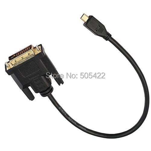 30pcs/lot Micro HDMI Male to DVI DVI-D 24+1 Male Adapter Cable Cord Gold Plated Wholesale