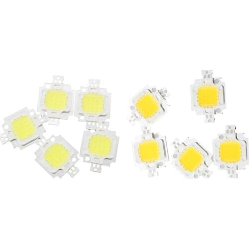 5 PCS IC LED Bulb Warm White 10W 3200K 800LM 9 - 12V with 5 Pcs 10W High Power White LED Light Lamp