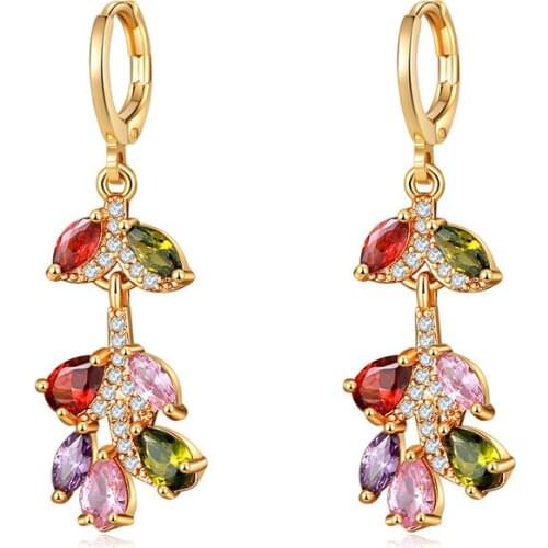 Bettyue New Arrival Interesting Hanging Branch-shape With Colorful Leaves Cubic Zircon For Women Distinctive Earring Shiny Gifts