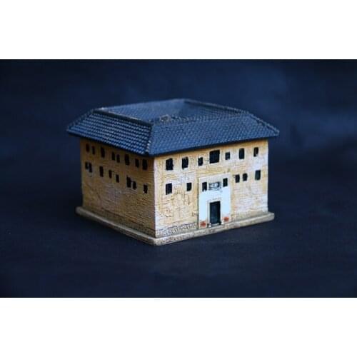 Great Building China Fujian Yongding Hakka Tulou Earthen Building World Heritage PVC Figure Model Ashtray