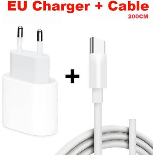 20W Fast Charger For iPhone 12 Pro Max Mini USB-C 2M C2L charger USB C Power Adapter Type C QC4.0 for Apple Cable C to C