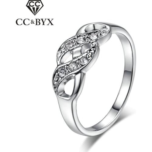 CC Jewelry Rings For Women Fashion Jewelry Romantic White Gold-Color Bridal Wedding Ring Engagement Bijoux Accessories CC1062