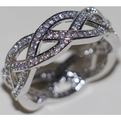 Choucong Wieck Luxury Jewelry 18Kt White Gold Filled Clear 5A CZ Wedding Engagement Cross Women Band Finger Ring Gift Size 6-10