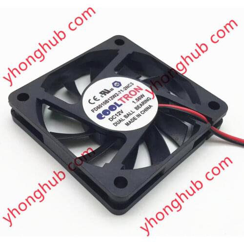 COOLTRON FD6010B12W2-71-2NC3 DC 12V 1.56W 60x60x10mm 2-wire Server Cooling Fan