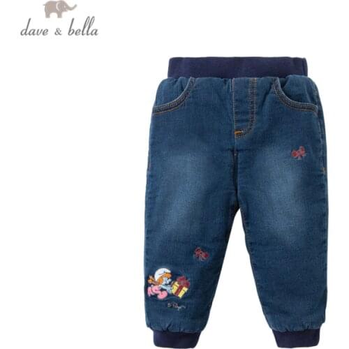 DBM17474 dave bella winter baby girls fashion cartoon padded pants children full length kids pants infant toddler trousers