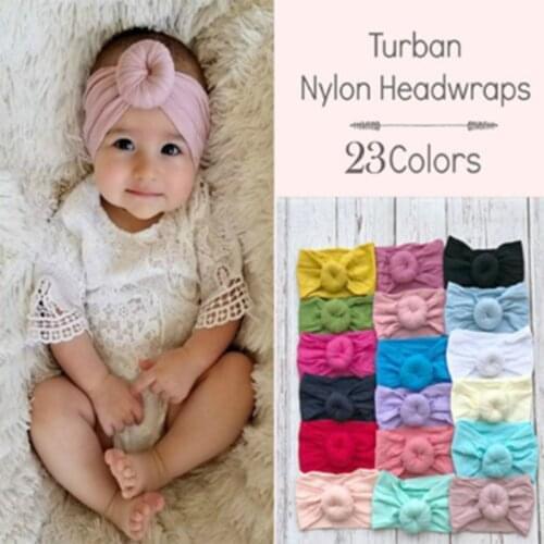 Winter new multi-color baby soft hair band round donut wide elastic nylon headband newborn child girls warm hairband wraps