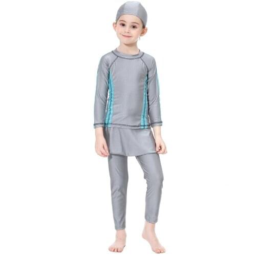 Child modest swim suit girls tesettur kadin mayosu maillot de bain femme armature skirt pants swimming burkini swimming women