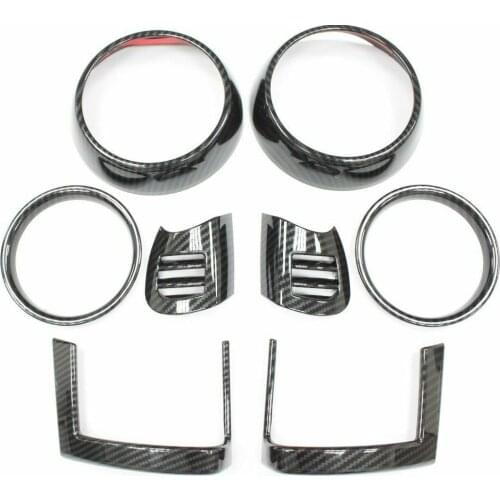 For BMW MINI Cooper F55 F56 F57 8PCS Air Vent Cover Carbon Fiber Interior Mouldings Auto Air Outlet Trims Stickers