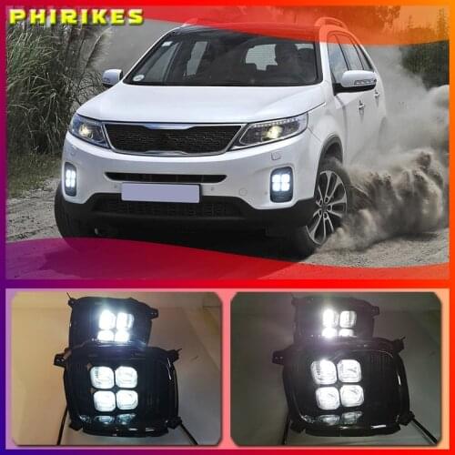 2pcs LED For KIA Sorento 2013 2014 DRL Daytime Running Light Daylight Waterproof fog lamp Cover car Styling lights