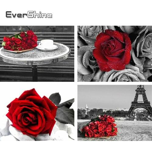 Evershine Diamond Painting 5D Rose Flowers Picture Of Rhinestones Embroidery Full Square Crystal Mosaic Home Decoration Modern