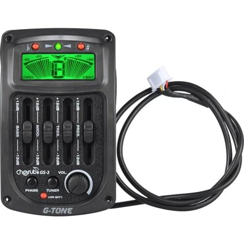 Cherub GS-3 Acoustic 4-Band EQ Equalizer Guitar Preamp Piezo Amplifier with Tuner and Phase Function LCD Display