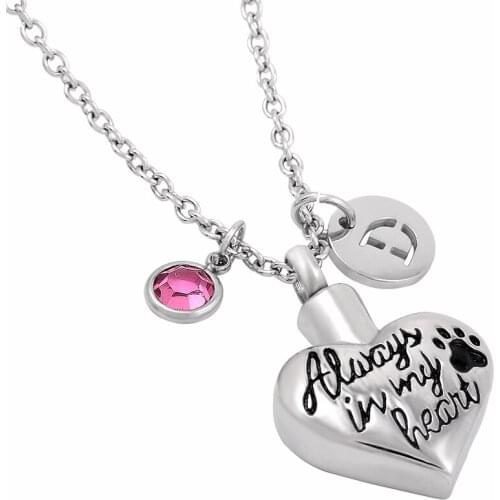IJMD0051 Always in My Heart Cremation Urn Necklace Memorial Stainless steel Ashes Holder Keepsake Heart Locket Jewelry