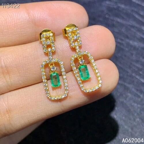 KJJEAXCMY Fine Jewelry 925 sterling silver inlaid natural Emerald female earrings Eardrop vintage support detection