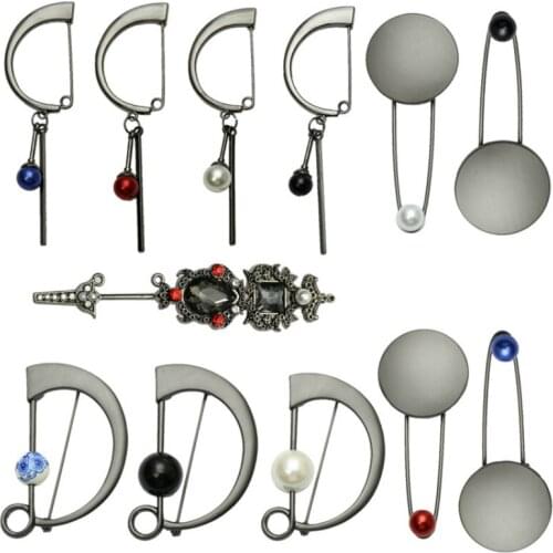 Korean Simple Pearl Ladies Disc D Pins Brooches Sweater Lapel Pin Cardigan Corsage Shawl Buckle Men Accessories Women Jewelry