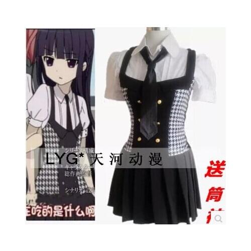 New Cos Shirakiin Riricho Roromiya Karuta Cosplay Anime Inu x Boku Secret Service Halloween Uniforms Full Set 3in1(Top+Pants+Bel