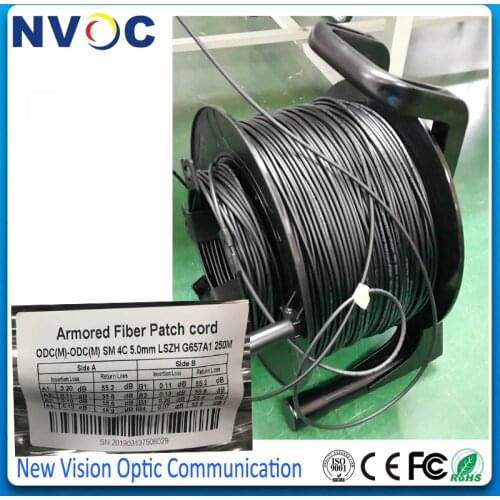 ODC Round(Male) Fiber Optic Patch cord,SM,4C,G657A1,LSZH Jacket,Armored Black Cable,Dia:4.8mm,250M ODC Round Type Fibe Connector