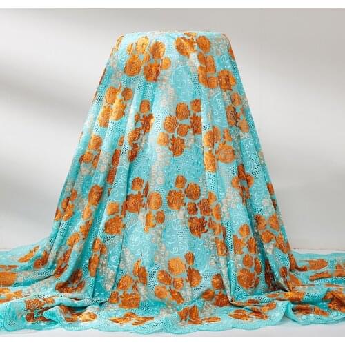 Lace Fabric Mint Green Swiss Voile Cotton Fabric 2021 New Austri Cotton Embroidery Sewing Fabrics Dresses For Woman Party A2520