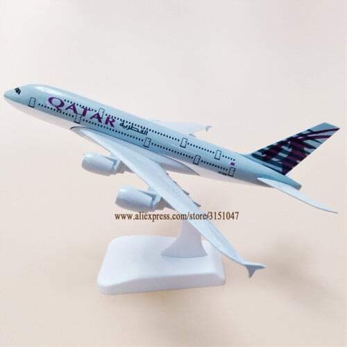 20cm Alloy Metal Air QATAR Airways A380 Airplane Model QATAR Airbus 380 Airlines Plane Model Stand Aircraft Gifts