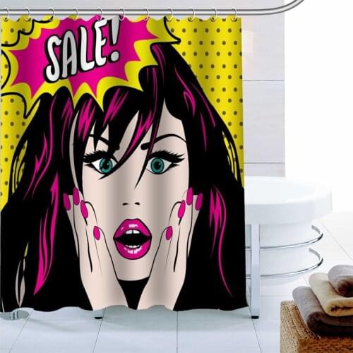 New Comic Pop Art Shower Curtain 12 Hook Polyester Fabric 3D Printing Bathroom Curtain Waterproof Bath Curtain Decor