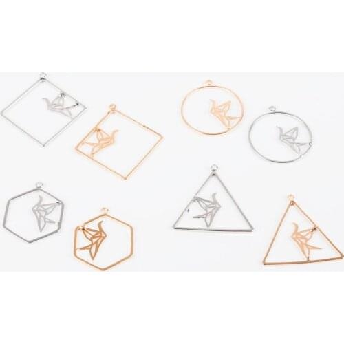 2pcs Zinc Alloy Gold Rhodium Metal Geometry Frame Charms Pendants For DIY Necklace Earrings Jewelry Making Accessories