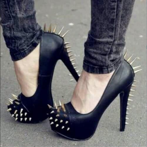 Sexy fashion free shippingrivet decoration, about 14 cm high-heeled boots, round toe pumps. SIZE: 34-45 party shoes