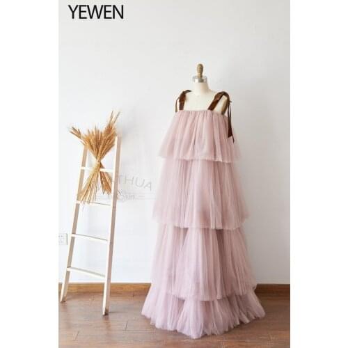 Tiered Tulle Maternity Dresses Pleuche Long Pregnancy Photography Maxi Maternity Gown for Pregnant Women Photo Shoot Props YEWEN