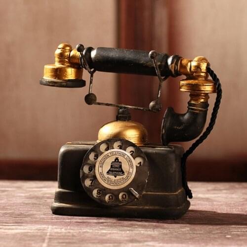 Resin Retro Telephone Model Miniature Craft Photography Props General Household Cafe Pub Bookstore Decoration Vintage Home Decor
