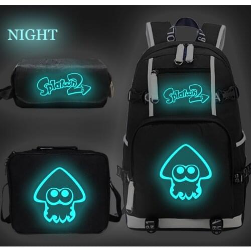 Splatoon Luminous Backpack for Boys Girls Children School Bags Student Bookbag Travel Bagpacks with Lunchbag+pen Bag Sac Enfant